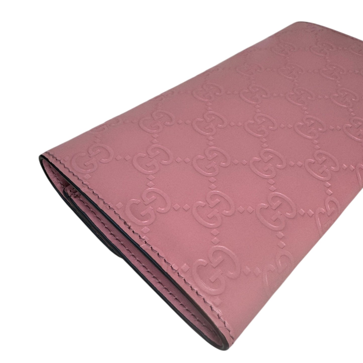 GG Pink Leather Guccissima Signature Icon Continental Wallet
