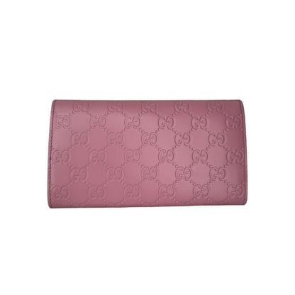 GG Pink Leather Guccissima Signature Icon Continental Wallet