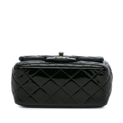 Black Chanel Mini Square Classic Patent Single Flap Crossbody Bag