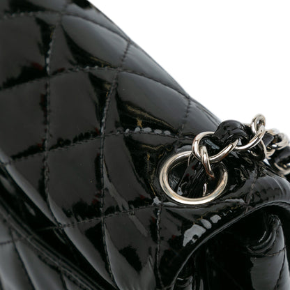 Black Chanel Mini Square Classic Patent Single Flap Crossbody Bag