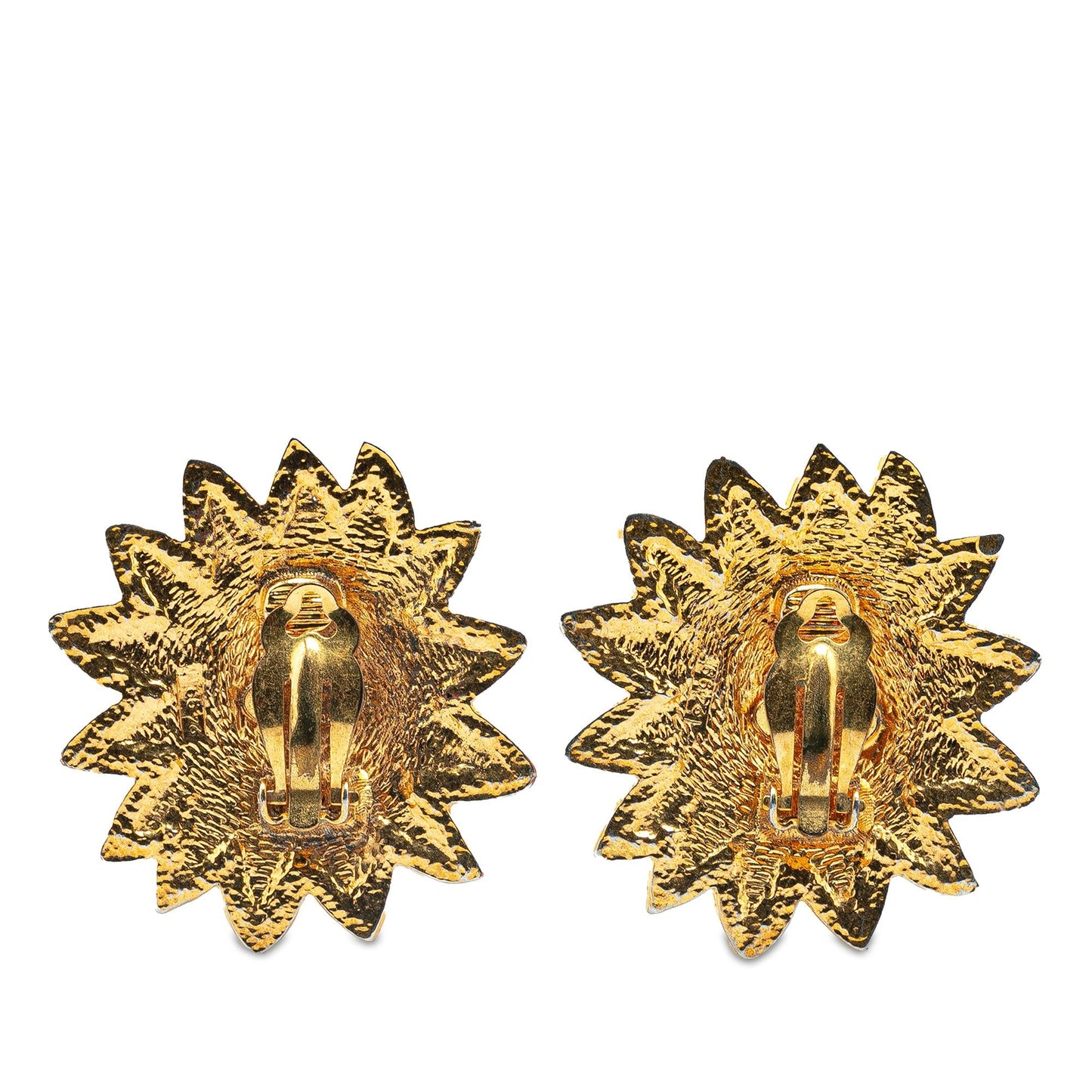 Gold Chanel Gold Plated Lion Motif Clip On Earrings