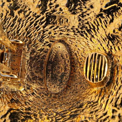 Gold Chanel Gold Plated Lion Motif Clip On Earrings