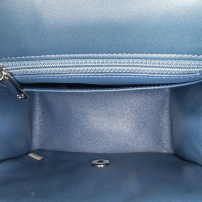 Blue Chanel Mini Square Classic Lambskin Single Flap Crossbody Bag
