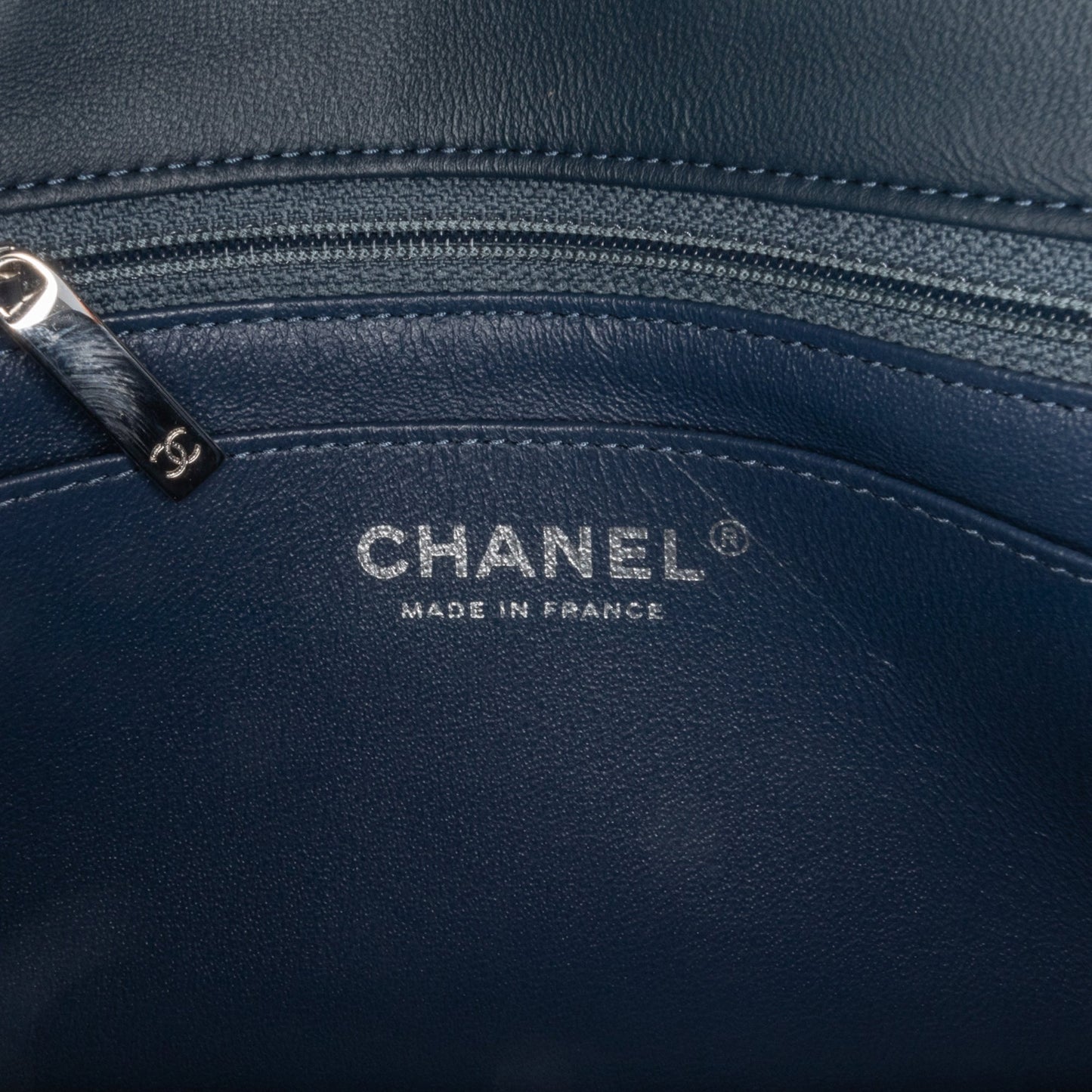 Blue Chanel Mini Square Classic Lambskin Single Flap Crossbody Bag