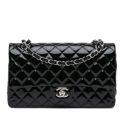 Black Chanel Medium Classic Patent Double Flap Shoulder Bag