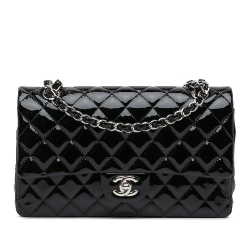 Black Chanel Medium Classic Patent Double Flap Shoulder Bag