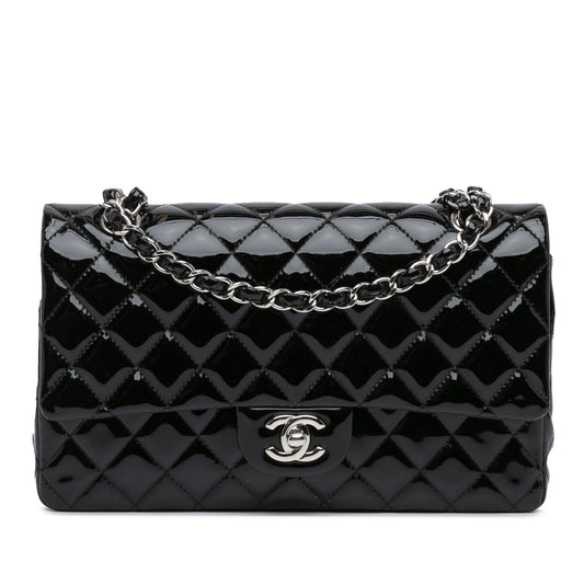 Black Chanel Medium Classic Patent Double Flap Shoulder Bag