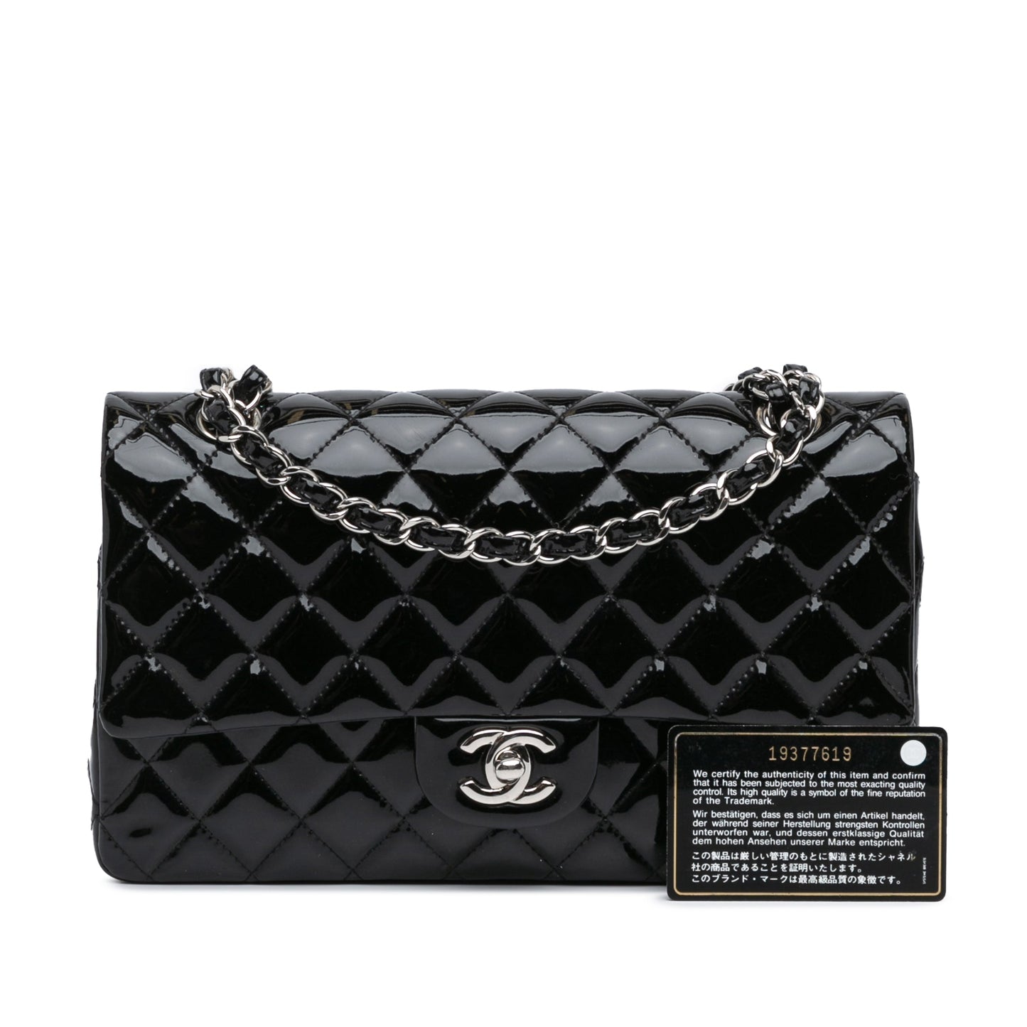 Black Chanel Medium Classic Patent Double Flap Shoulder Bag