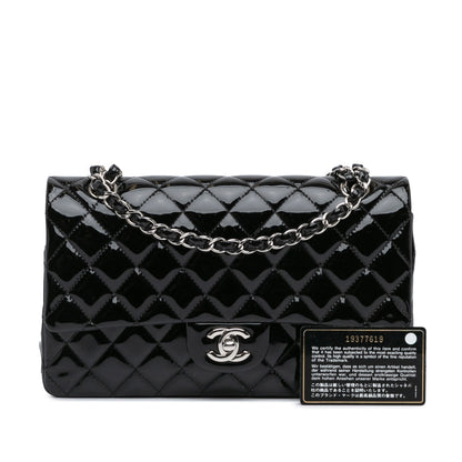 Black Chanel Medium Classic Patent Double Flap Shoulder Bag