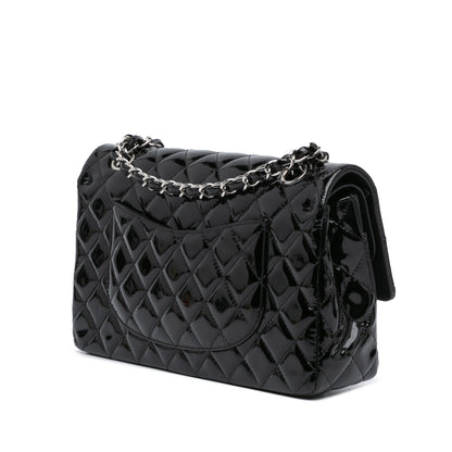 Black Chanel Medium Classic Patent Double Flap Shoulder Bag