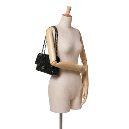 Black Chanel Medium Classic Patent Double Flap Shoulder Bag