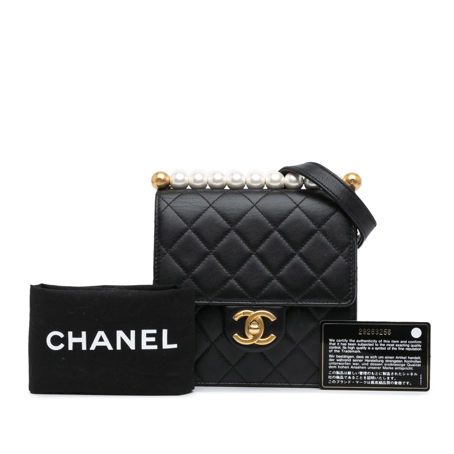 Black Chanel Small Lambskin Chic Pearls Flap Crossbody Bag