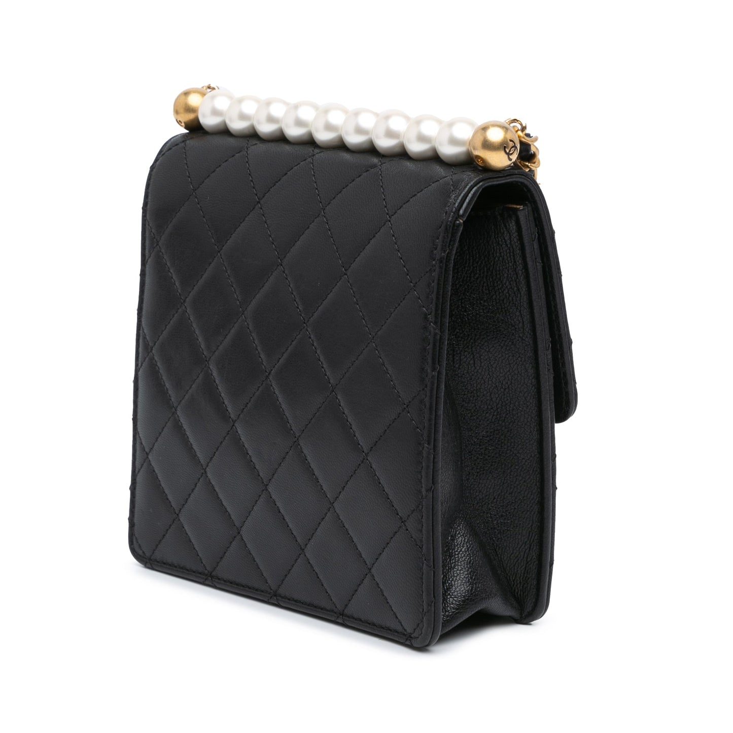 Black Chanel Small Lambskin Chic Pearls Flap Crossbody Bag