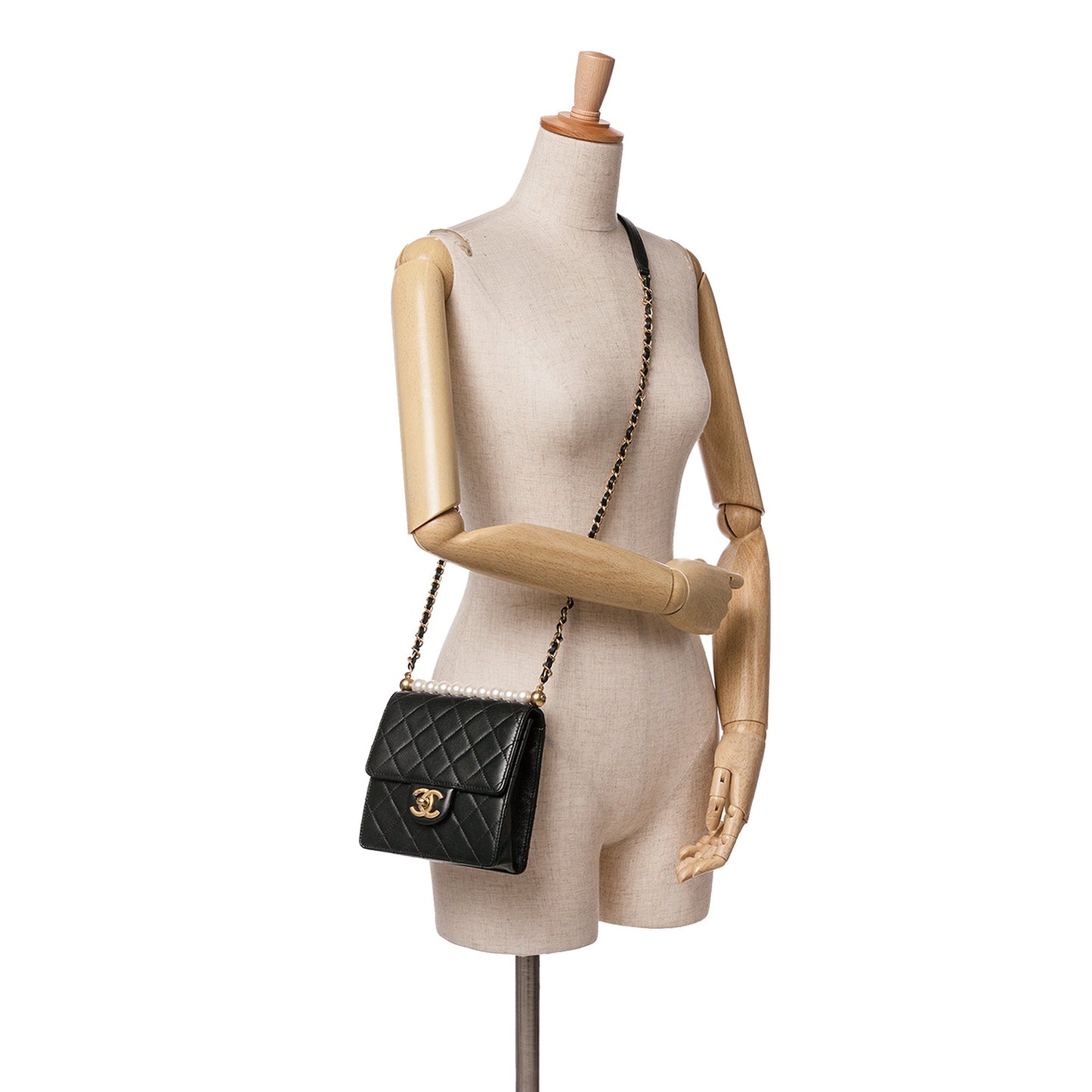 Black Chanel Small Lambskin Chic Pearls Flap Crossbody Bag