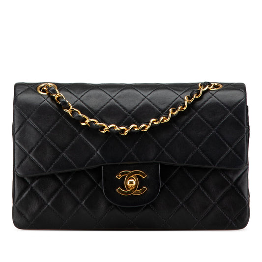 Black Chanel Small Classic Lambskin Double Flap Shoulder Bag