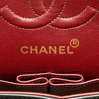 Black Chanel Small Classic Lambskin Double Flap Shoulder Bag