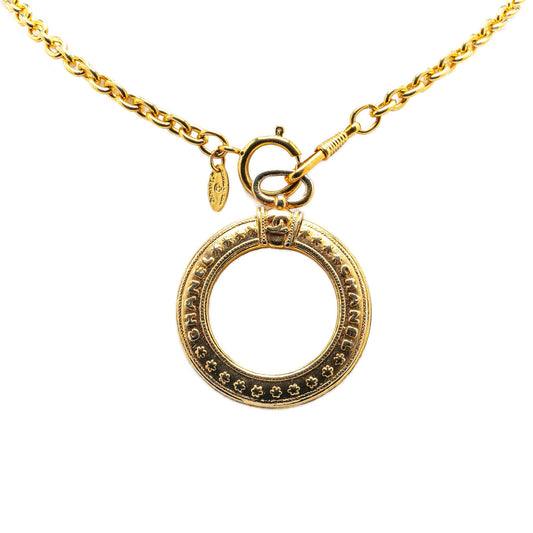 Gold Chanel Gold Plated Logo Loupe Magnifying Glass Pendant Necklace