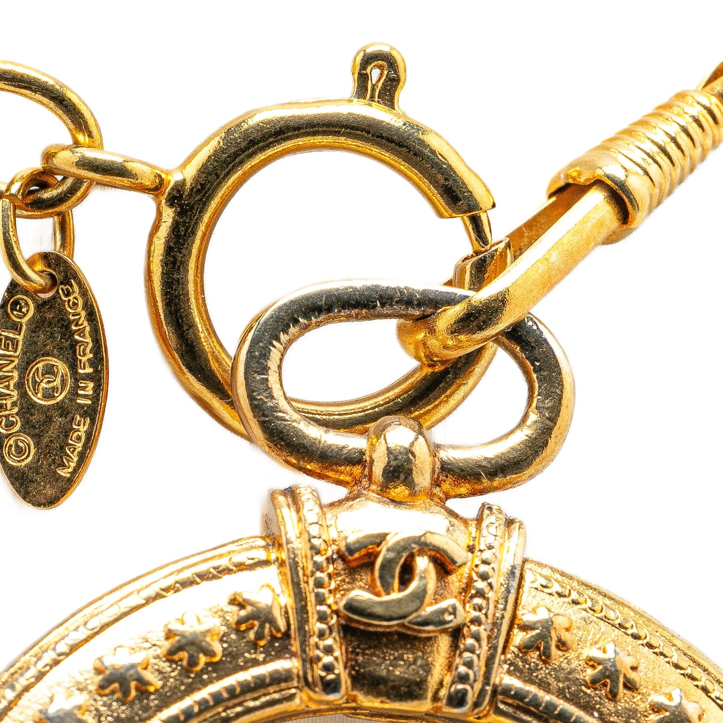 Gold Chanel Gold Plated Logo Loupe Magnifying Glass Pendant Necklace