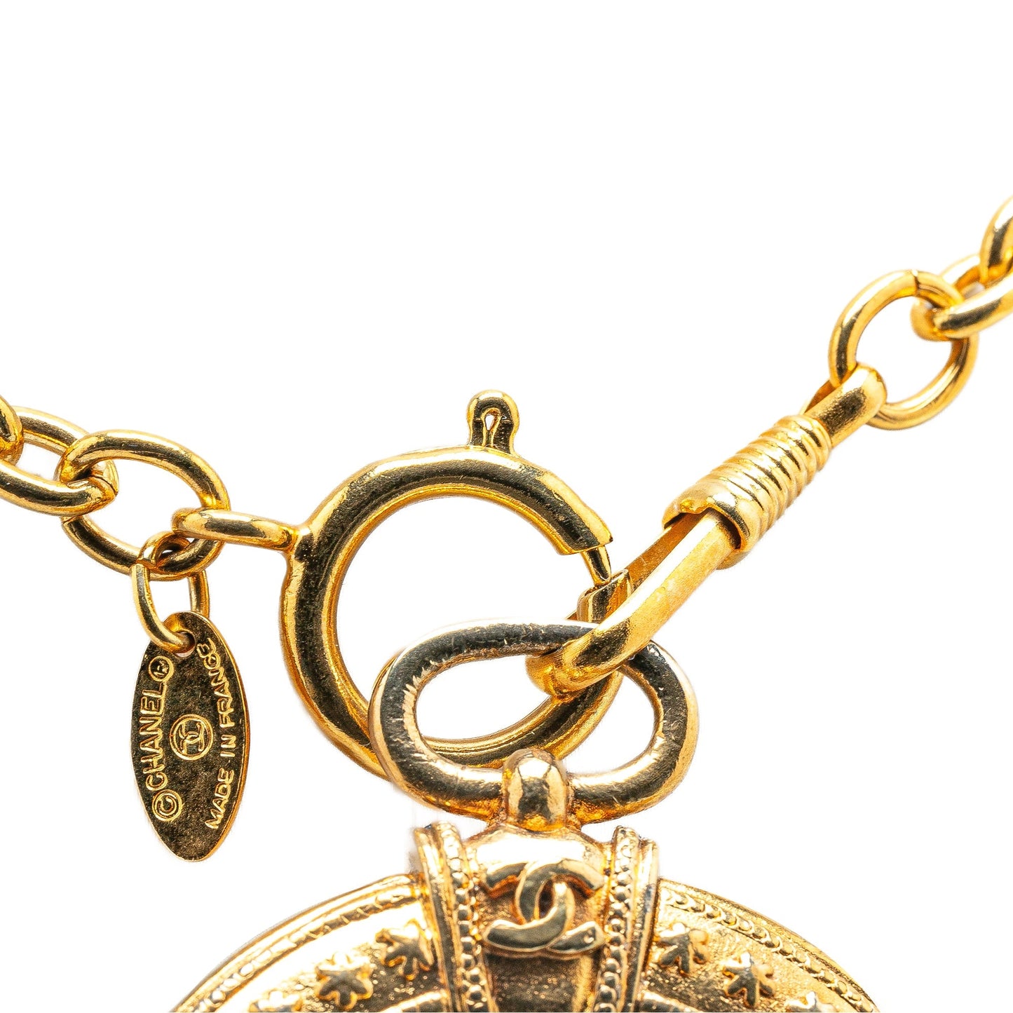 Gold Chanel Gold Plated Logo Loupe Magnifying Glass Pendant Necklace