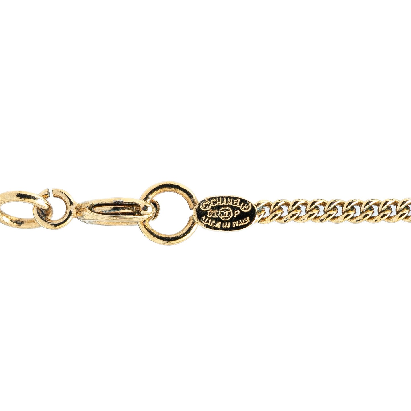 Gold Chanel Gold Plated Enamel CC Camellia Pendant Necklace
