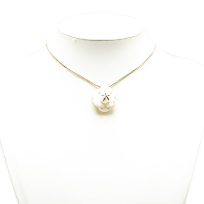Gold Chanel Gold Plated Enamel CC Camellia Pendant Necklace