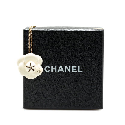 Gold Chanel Gold Plated Enamel CC Camellia Pendant Necklace