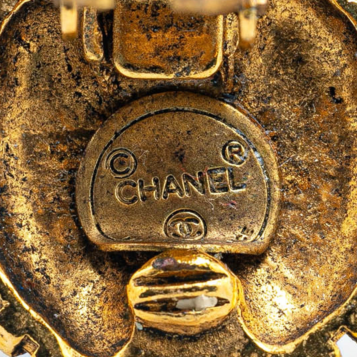 Gold Chanel Gold Plated CC Round Clip on Earrings