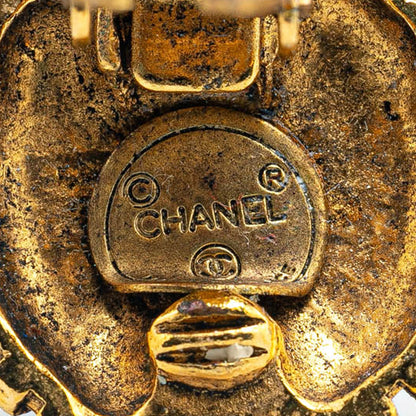 Gold Chanel Gold Plated CC Round Clip on Earrings