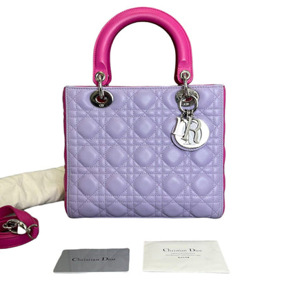 Bi-Color Lady Dior Medium Lambskin Purple Pink SHW