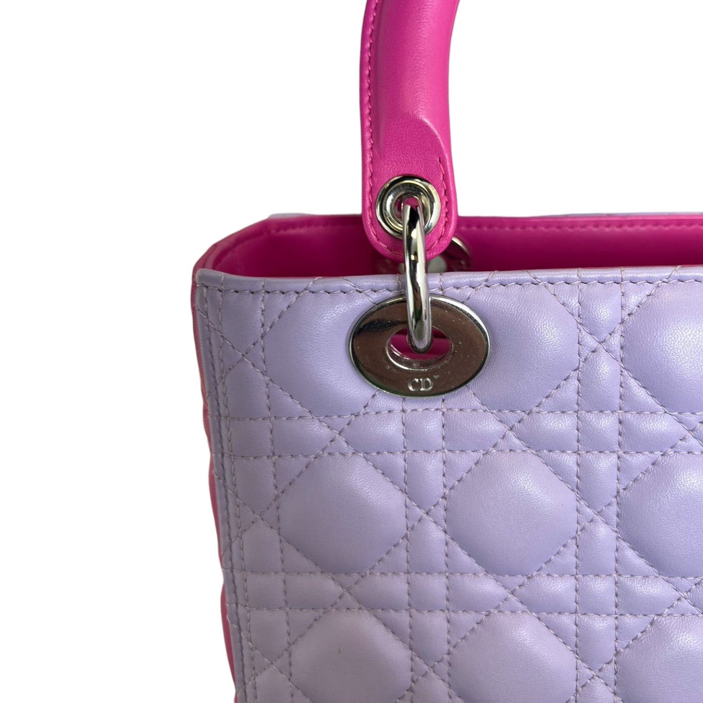 Bi-Color Lady Dior Medium Lambskin Purple Pink SHW