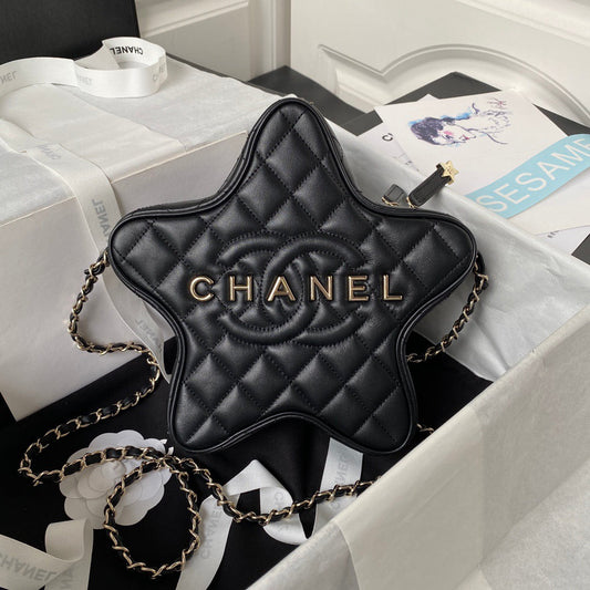 CHANEL 24C Star Bag 22.5cm Black Calfskin Gold Hardware