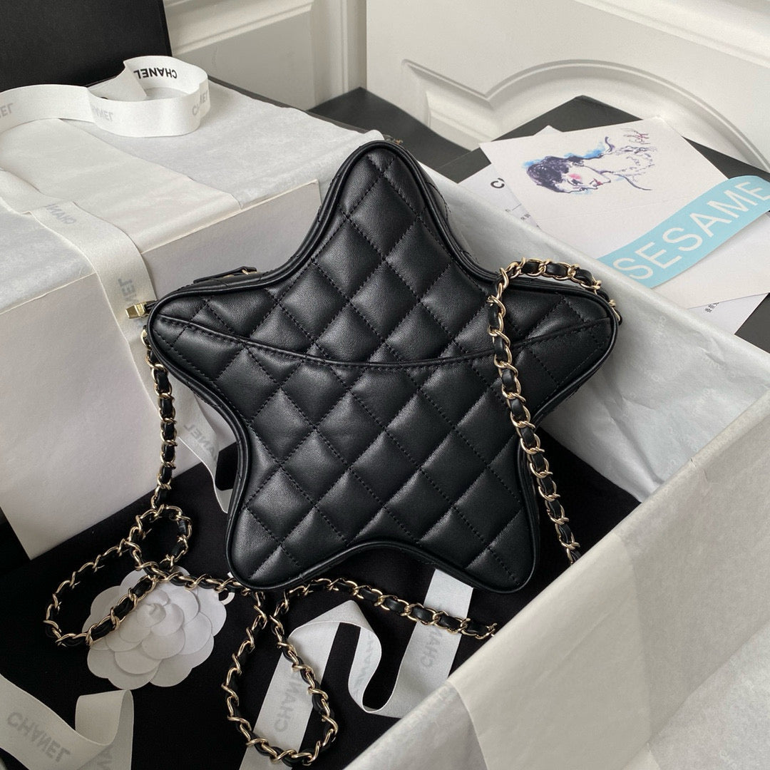 CHANEL 24C Star Bag 22.5cm Black Calfskin Gold Hardware