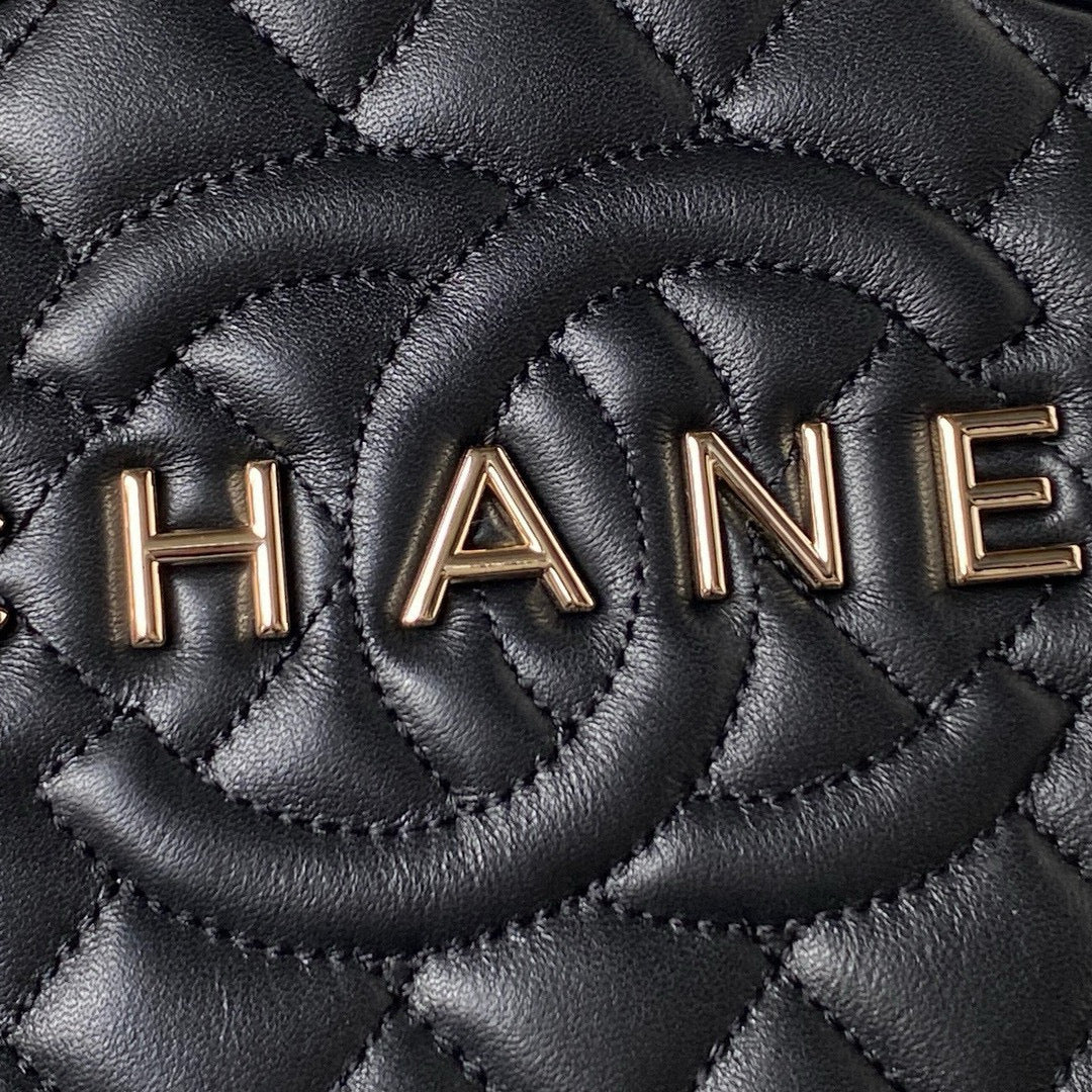 CHANEL 24C Star Bag 22.5cm Black Calfskin Gold Hardware