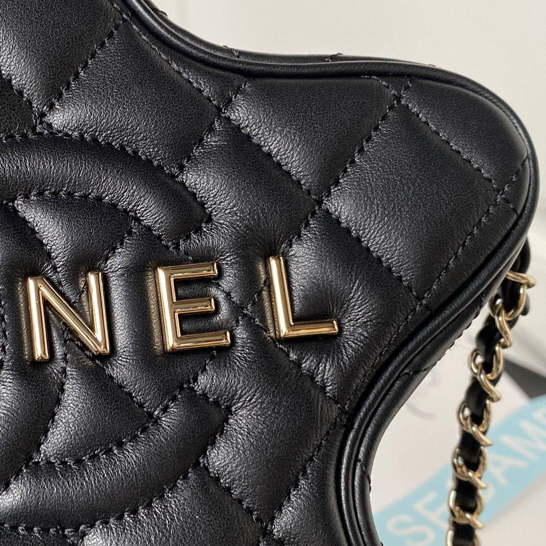 CHANEL 24C Star Bag 22.5cm Black Calfskin Gold Hardware