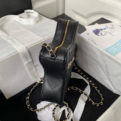 CHANEL 24C Star Bag 22.5cm Black Calfskin Gold Hardware
