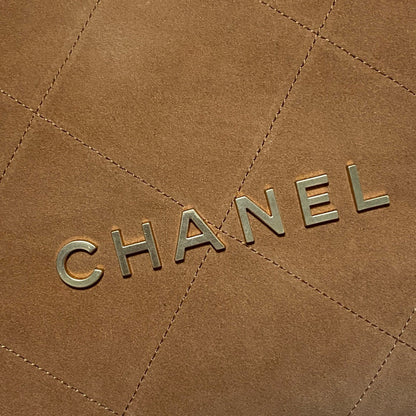 CHANEL 22 Bag 35cm Brown White Shearling Lambskin