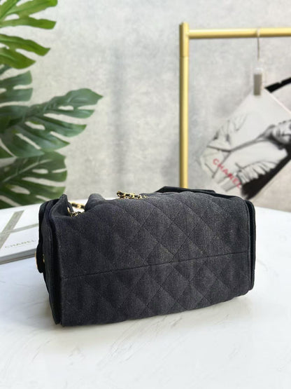 CHANEL 25C Hobo Bag 30cm Black Denim