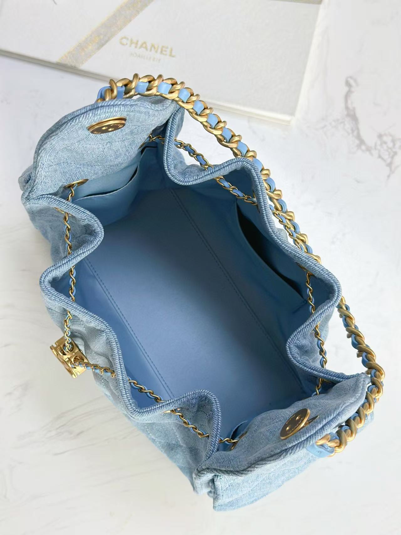 CHANEL 25C Hobo Bag 30cm Light Blue Denim