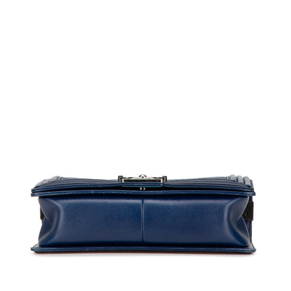Blue Chanel Medium Lambskin Boy Flap Crossbody Bag