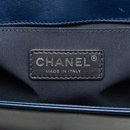 Blue Chanel Medium Lambskin Boy Flap Crossbody Bag