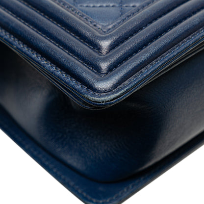 Blue Chanel Medium Lambskin Boy Flap Crossbody Bag