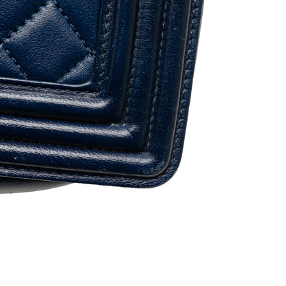 Blue Chanel Medium Lambskin Boy Flap Crossbody Bag