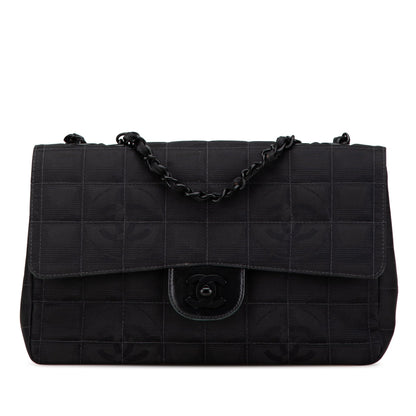 Black Chanel Medium New Travel Line Single Flap Shoulder Bag