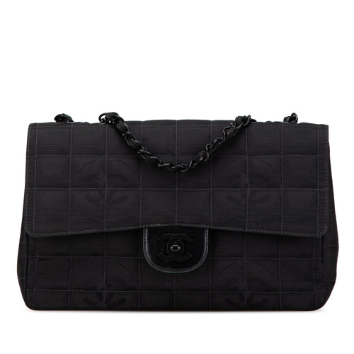 Black Chanel Medium New Travel Line Single Flap Shoulder Bag