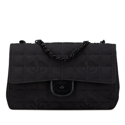 Black Chanel Medium New Travel Line Single Flap Shoulder Bag