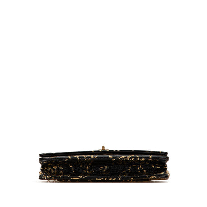 Black Chanel Calfskin Crocodile Embossed Graffiti 2.55 Cocodile Reissue Wallet On Chain Crossbody Bag
