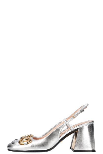 GUCCI Baby Horsebit Slingback Pumps Silver