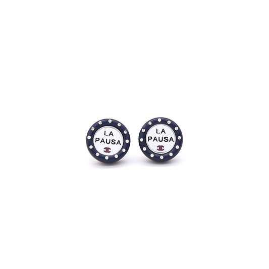 Chanel Vintage La Pausa Silver Tone stud Earrings