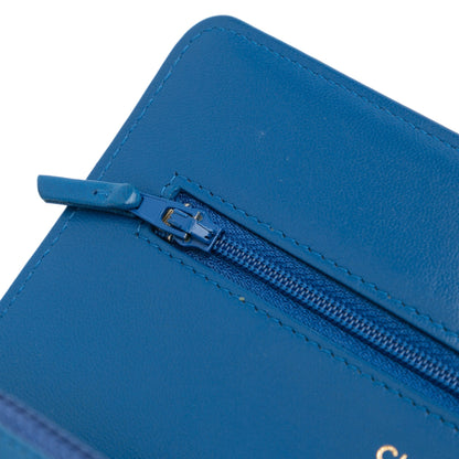 Blue Chanel Lambskin Pearl Crush Wallet On Chain Crossbody Bag