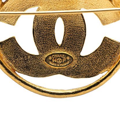 Gold Chanel Gold Plated CC Brooch
